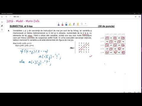 C++:  Generare matrice - Bac 2016, model, simulare, iunie-iulie