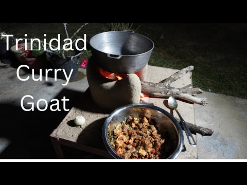 Trinidad Curry Goat Cooked on a Chulha | Roasted Tomato Choka.