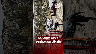 Kapadokya'da Peribacası Çöktü! Göreme Açıkhava Müzesi Girişinde Peribacası Çöktü