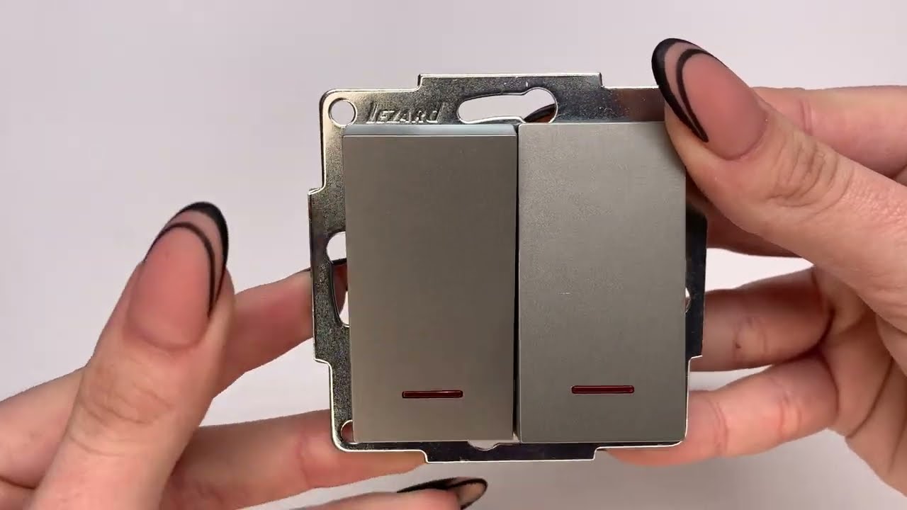 Выключатель двухклавишный с подсветкой LEZARD Vesna серый 742-3588-112