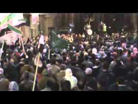 مظاهرة مسائية في حي بابا عمرو في مدينة حمص في سبت "شهداء حلب"