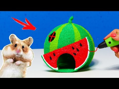 ДОМ ДЛЯ ХОМЯКА 🐹 В ВИДЕ АРБУЗА DIY | РИСУЮ ДОМ ДЛЯ ХОМЯКА 3D РУЧКОЙ