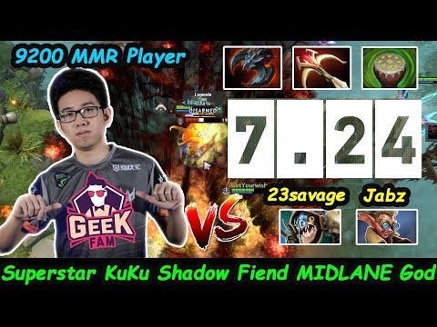 9200 MMR Player GeekFam KuKu [Shadow Fiend] Lodi MIDLANE vs Jabz 23savage Dota 2 7.24 Gameplay