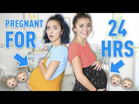 Identical Twins PREGNANT with TWINS for 24 Hours! *not real* Video