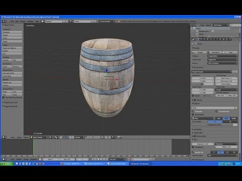 Blender 2.6 Tutorial Making a Wooden Barrel Part 2 - Using the Cycles Render