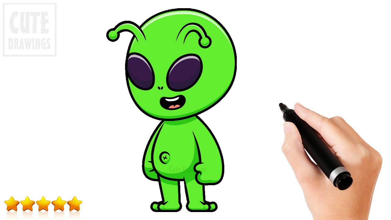 How To Draw An Alien (Easy and Cute) 👽