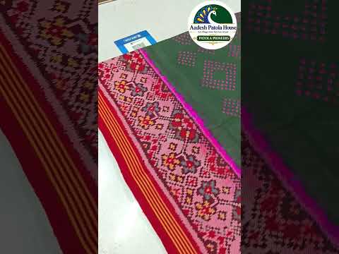 Red & Bottle Green Bandhej Patola Single Ikat Chaniya Choli Dupatta 8 Ply Silk