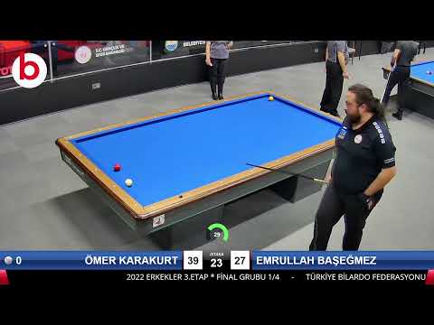 ÖMER KARAKURT & EMRULLAH BAŞEĞMEZ Bilardo Maçı - 2022 ERKEKLER 3.ETAP-FİNAL GRUBU 1/4