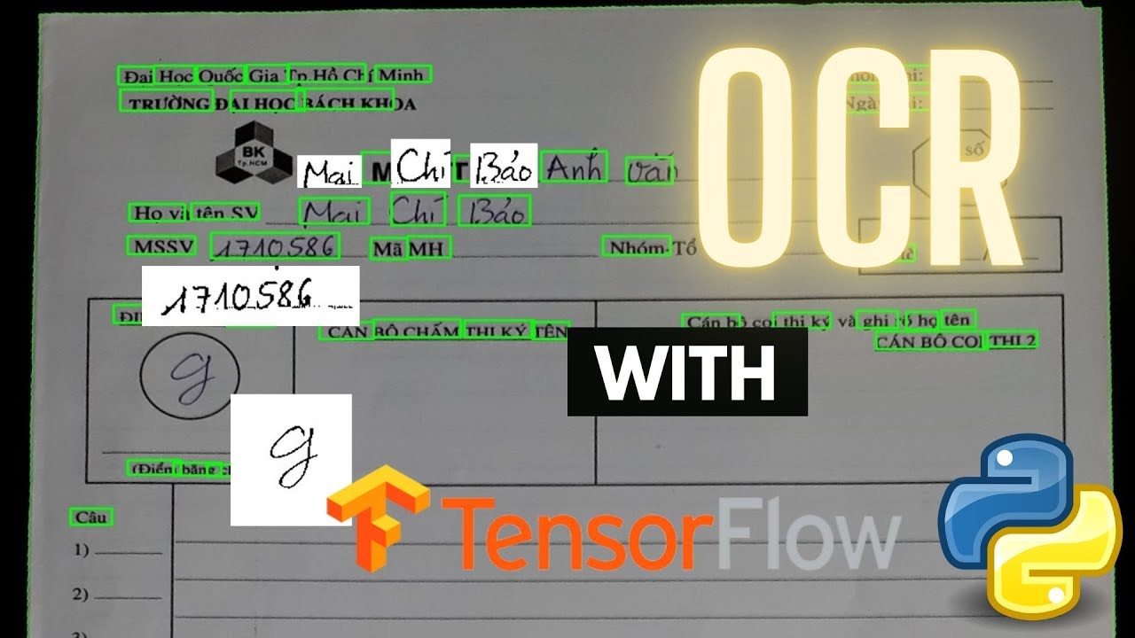 OCR TensorFlow and Python (95.55% accuracy) | Automatic scoring of handwritten test papers