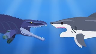 Mosasaurus vs Megalodon - Sea monster battle  Dino