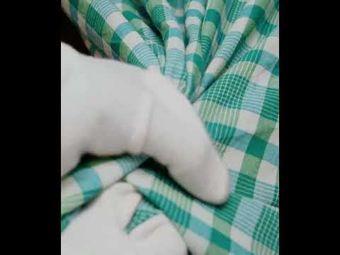 Check Green Pure Cotton 65 GSM Handwoven Fabric — video