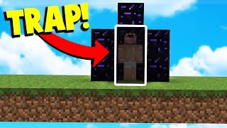 WORLDS BEST OBSIDIAN TRAP! (Minecraft BED WARS Trolling)