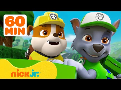 Capa de Patrulha Canina: Rubble Salva a Terra! com Marshall & Rocky | Compilação de 1 Hora | Rubble & Crew