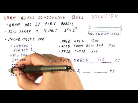 DRAM Access Scheduling Solution Quiz - Georgia Tech - HPCA: Part 4