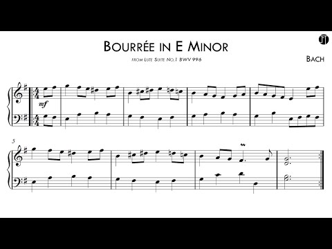 Johann Sebastian Bach - Bourrée in E minor (Score-Video)
