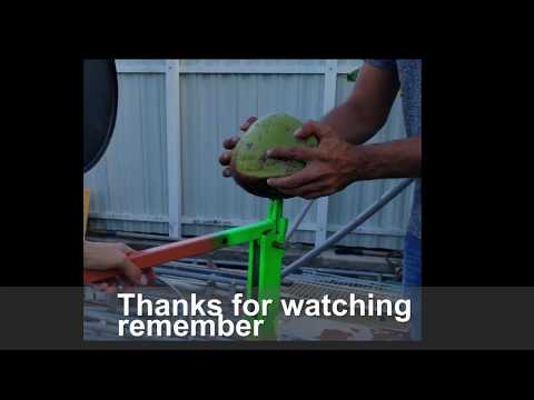 Coconut opener De-Husker ingenious invention DIY how to