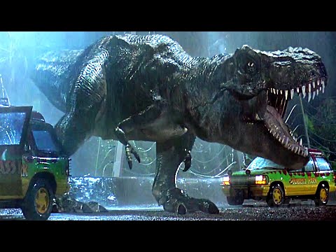 Il T. Rex attacca le auto | Jurassic Park | Clip in Italiano
