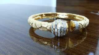 preview picture of video 'tapered baguette shape Diamond Bracelet Bangle Kada Design'