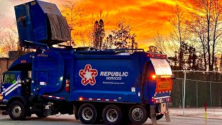 Republic Services FL Packing out on Post Xmas overflowing Apartment dumpsters at sunset
