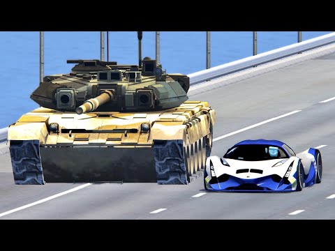 Devel Sixteen vs Tank with JET Engine - Drag Race 20 KM