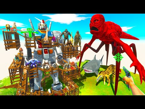 Parkour ZigZag Rescues Around Gundam RX-78 and Fights Titanus Red - Animal Revolt Battle Simulator