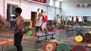 Chinese Weightlifters in Training