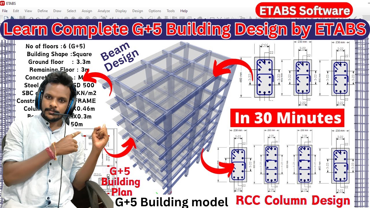 Full Building Design in ETABS Software in 30 Minutes | Civil Engineering | Structural Engineering |
