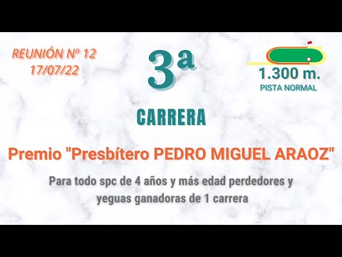 3ra.  Carrera - Premio "Presbítero PEDRO MIGUEL ARÁOZ" - 1.300 metros