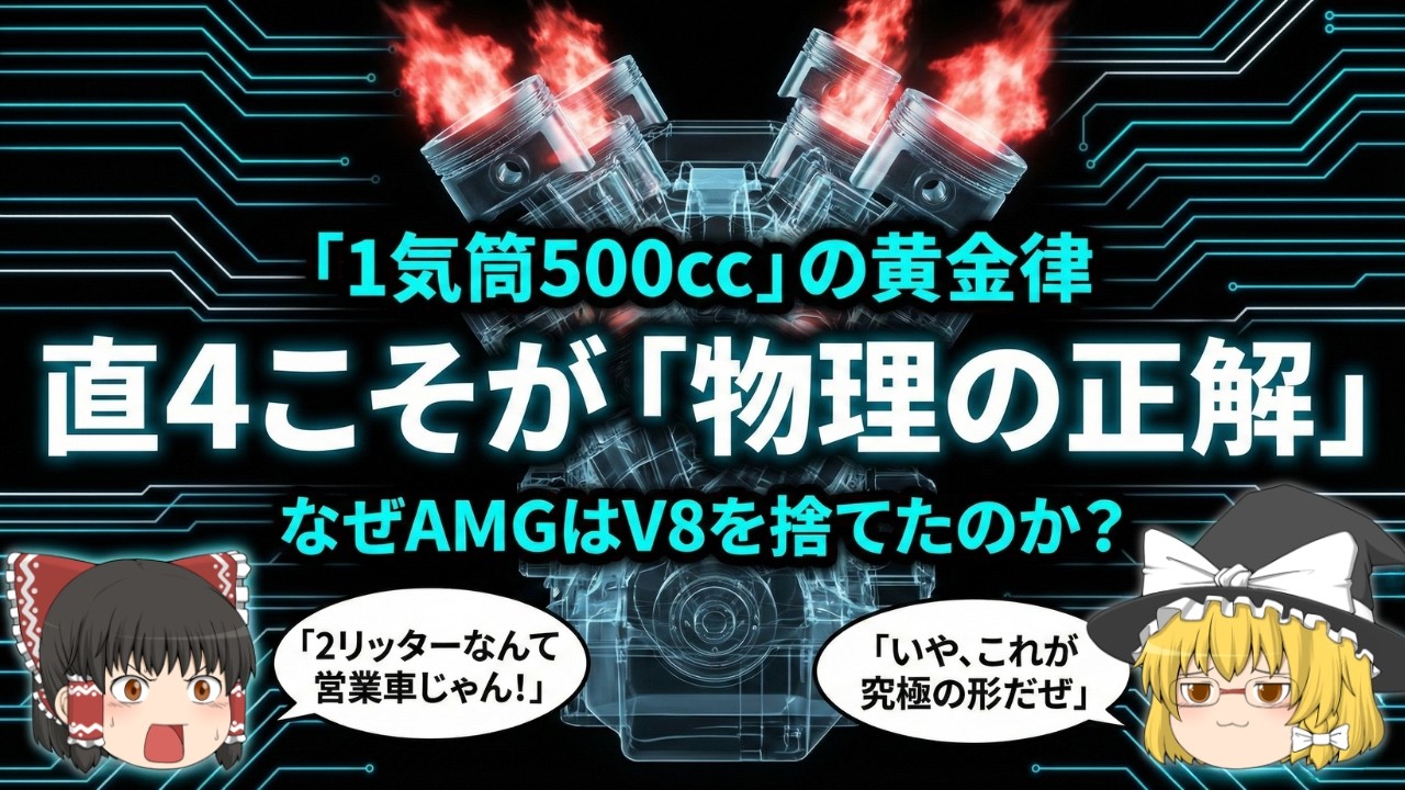 【衝撃】AMGがV8を捨てた理由…！？現代エンジンが「直4ターボ」に集約される物理的・経済的必然とは？【ゆっくり解説】【クルマの技術】