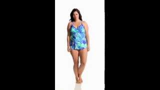 Penbrooke Plus Size Garden of Oz Surplice Tankini Top | SwimOutlet.com