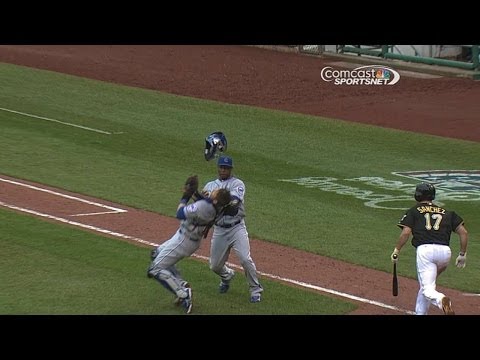 Strop makes catch, knocks over Baker
