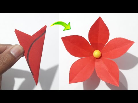 How To Make Paper Flower Easy | 5 Petal Paper Flower Making | Easy Paper Flower Making Idea