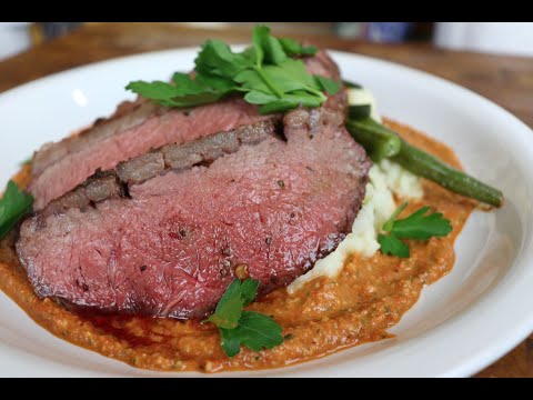 Picanha! Smoked! Romesco! Green beans! Treager! Rosemary! kosher salt, mashed potato!