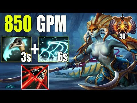 [Naga Siren]Top 10 DotaBuff Rank 46 Destroyed Everyone 850GPM and Hex Build (FullGame Dota2 7.21d)