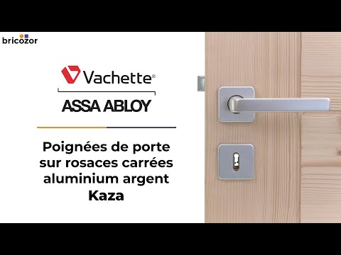 Poignées sur rosaces carrées - aluminium argent - Kaza VACHETTE