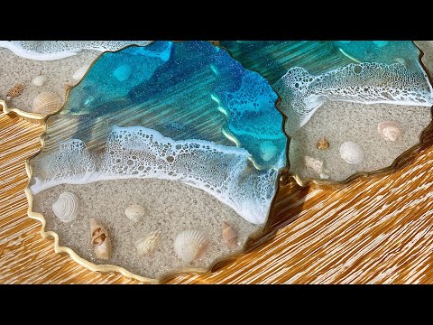 Beautiful Lacing in This Resin Ocean Serving Board