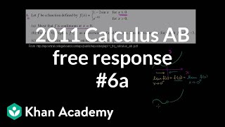 2011 Calculus AB Free Response #6a
