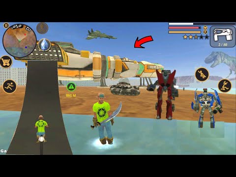 Vegas Crime Simulator (Vegas Hero Fight Alien Robot Car) Bike Drive on RO Ship - Android Gameplay HD