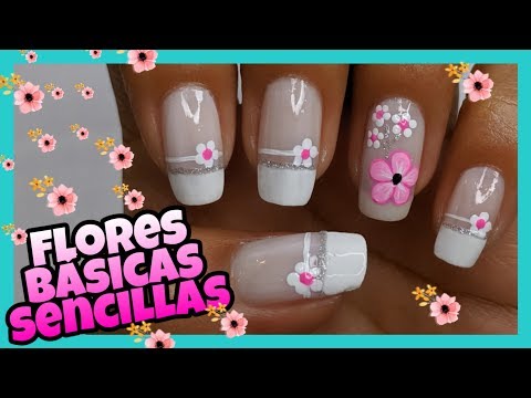 DECORACIÓN DE UÑAS FLORES CON PUNTOS Y FLOR ROSA | PRINCIPIANTES ♥ NailArt By Andy
