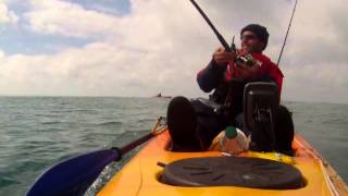 preview picture of video 'Kayak Tope fishing at Tywyn'