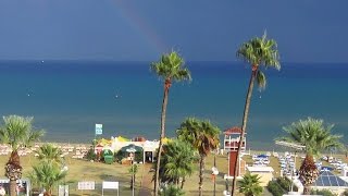 Rainbow over Larnaca beach, Cyprus