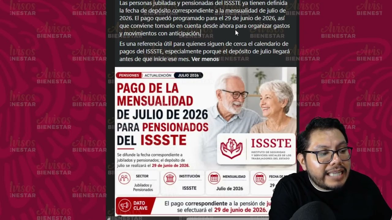¡PAGO DE LA PENSION DE JULIO 2026! adultos mayores pensionsados y jubilados de issste