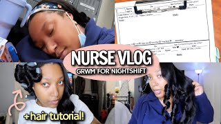 NIGHT SHIFT NURSE ROUTINE | GRWM/VLOG & Flexi Rod Hair Tutorial