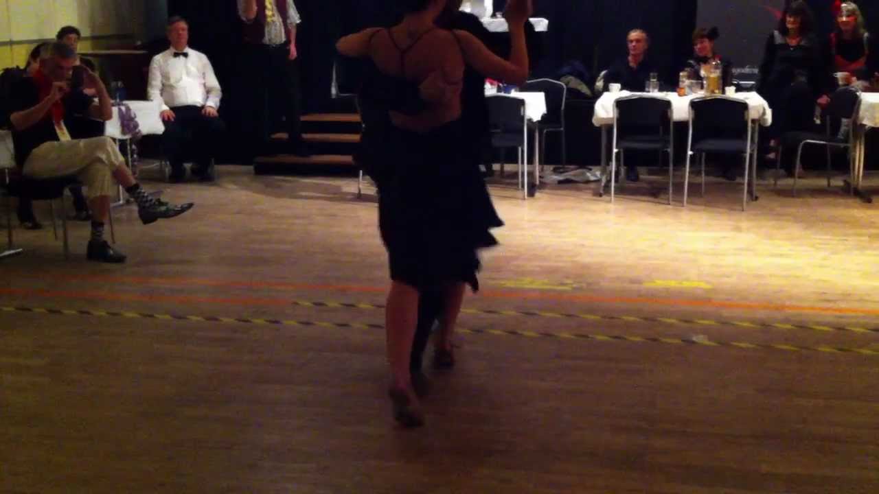 Tihamer Bogdan and Katalin Czidor dancing at Milonga de Carnaval, Tango Divino in Örebro