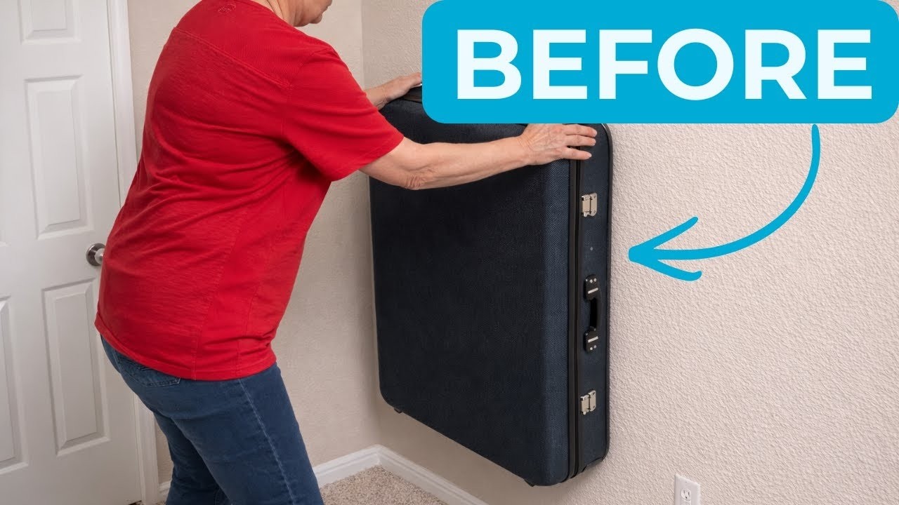 Put a suitcase on your entryway wall (this is GENIUS!)