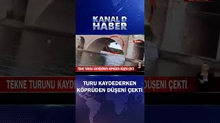 Tekne Turunu Kaydederken, Köprüden Düşeni Çekti! İlginç Anlar Kamerada