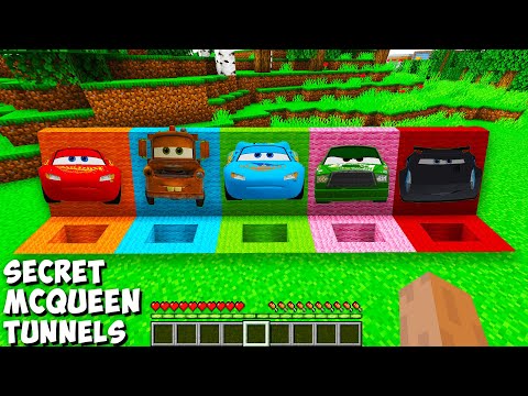 found new SECRET TUNNELS of MCQUEEN & MATTER & DINOCO & CHICKO HICKS & JACKSON STORM in Minecraft