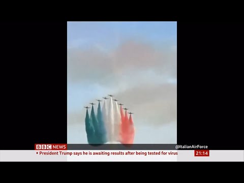Coronavirus (Covid-19) Italian air force display for Italy's people - BBC News - 14th March 2020