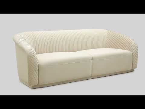 Yara Pleated Beige Velvet Sofa from TOV | Coleman Furniture