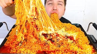 MY FAMOUS SPICY CHEESY NOODLES (Explaining Why We Broke Up) • Mukbang &amp; Recipe